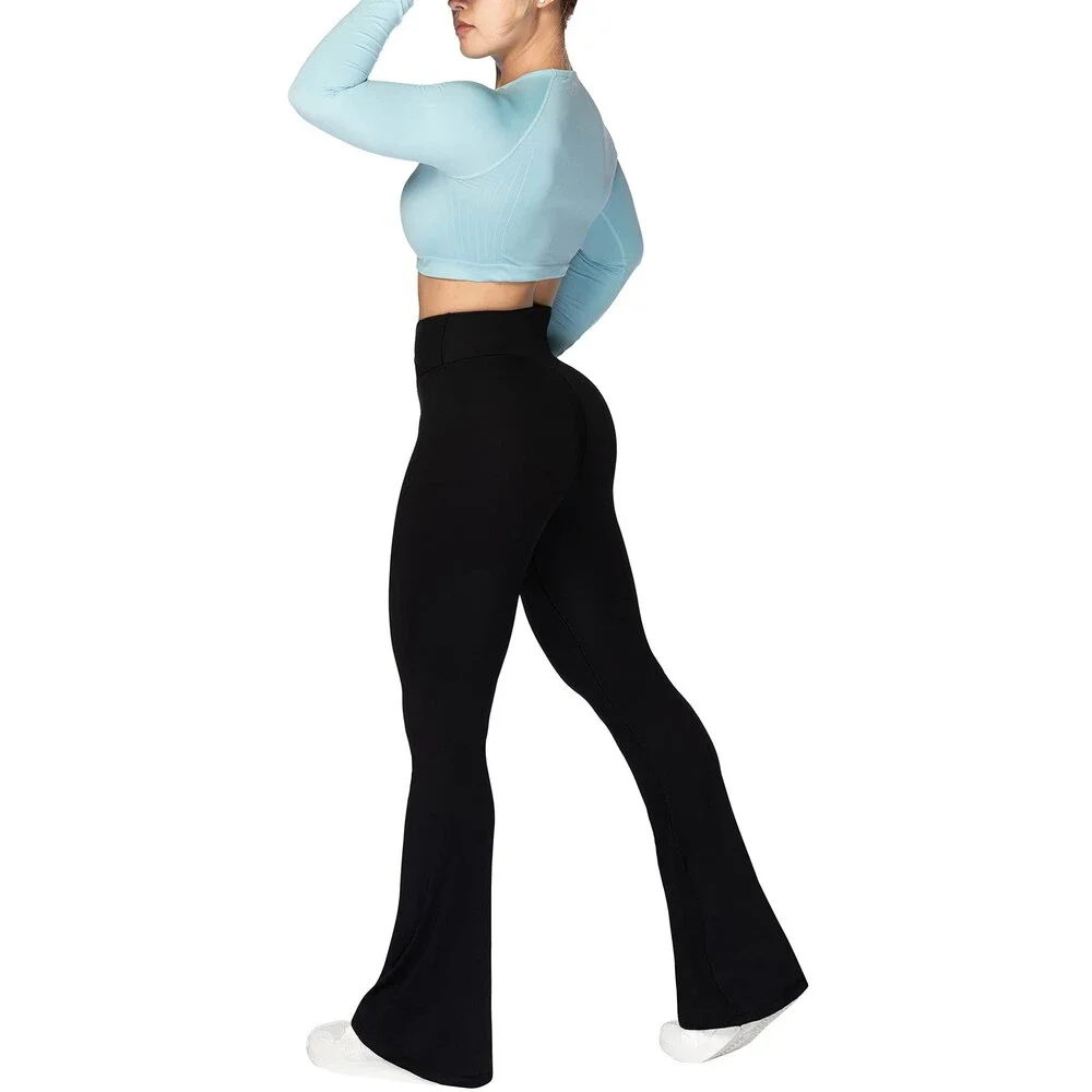 Sunzel Women's Black Flare Leggings Crossover Yoga Pants Tummy Control XL
